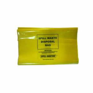 Heavy duty yellow printed spill waste disposal bag 500mm x 1400mm for safe containment by Spill Kits