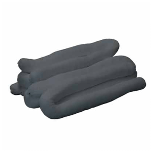 A stack of three absorbent miniboom pillows on a white background, designed for spill containment and cleanup.