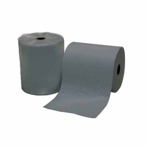 Two rolls of gray absorbent paper for general purpose use, displayed on a white background.