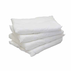 A stack of four white pillows labeled "Oil & Fuel Pillow Medium, Spillkit" on a white background.